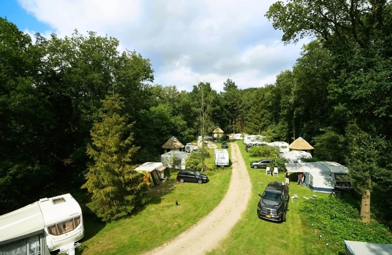 Camping pitch with private sanitary facilities